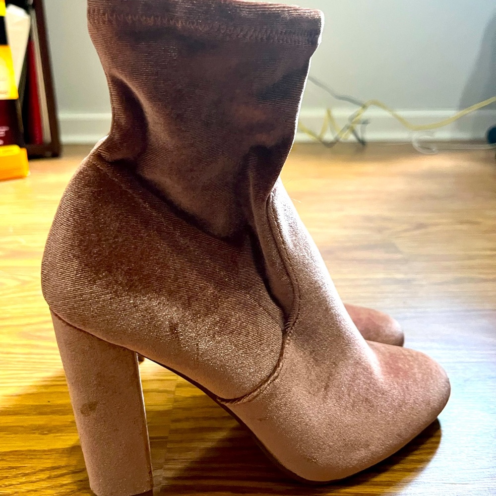 Pink Velvet Sexy Heeled Boots